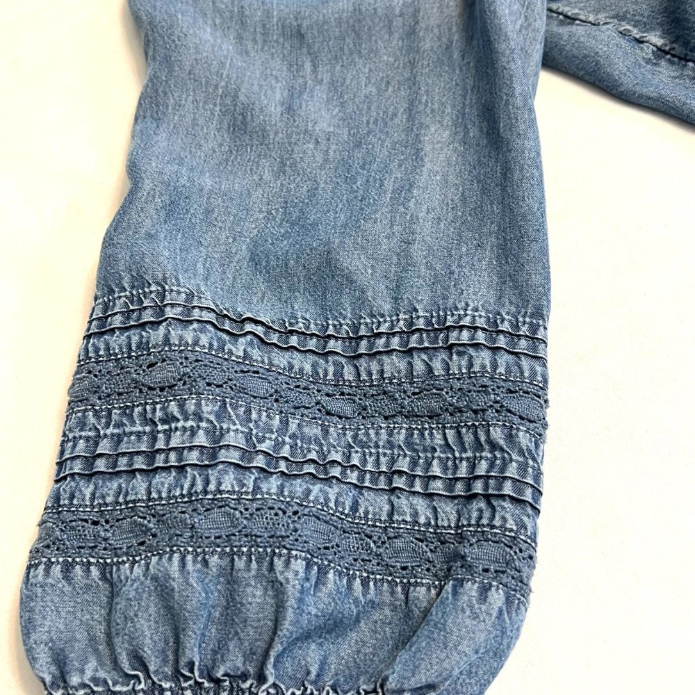 LC Lauren Conrad Women's Top Chambray Long Sleeve Size L Lyocell Pullover - Picture 3 of 7